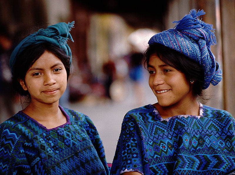 Guatemalan girls in traditional dress